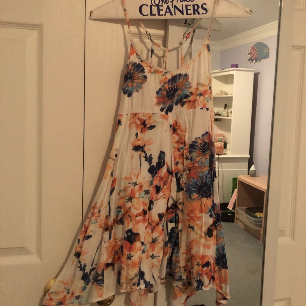 White O’Neill Dress with Peach and Blue Flowers